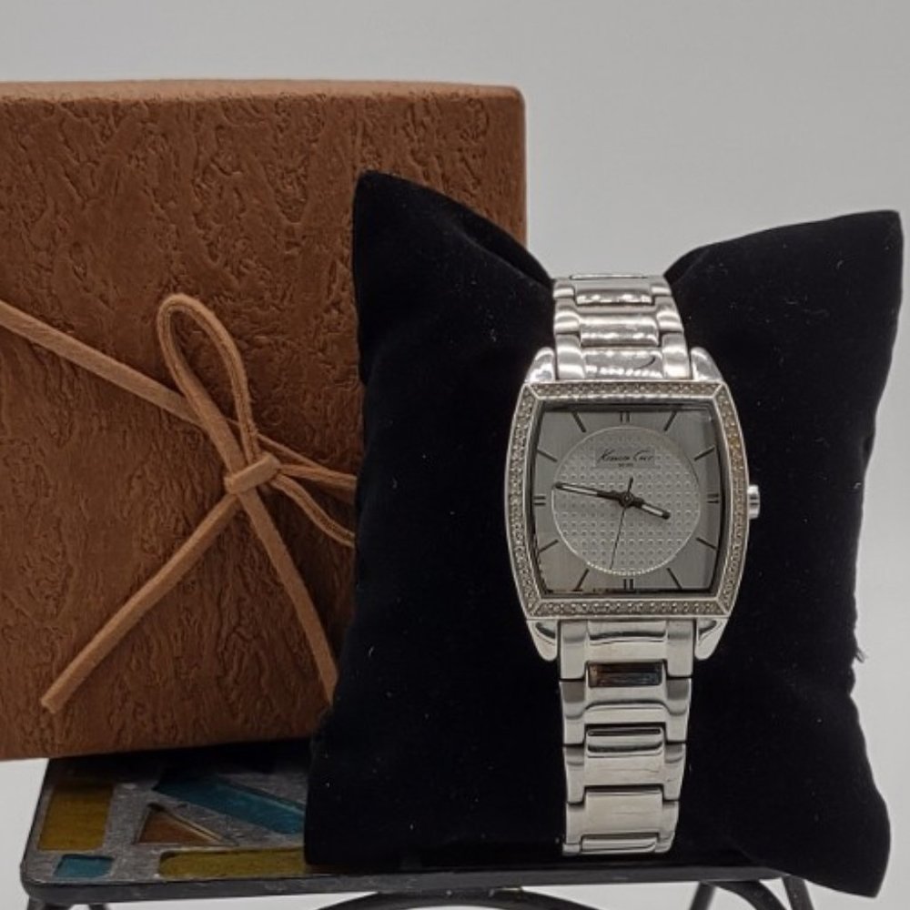 Kenneth Cole Silver Ladies Watch-NEW BATTERY